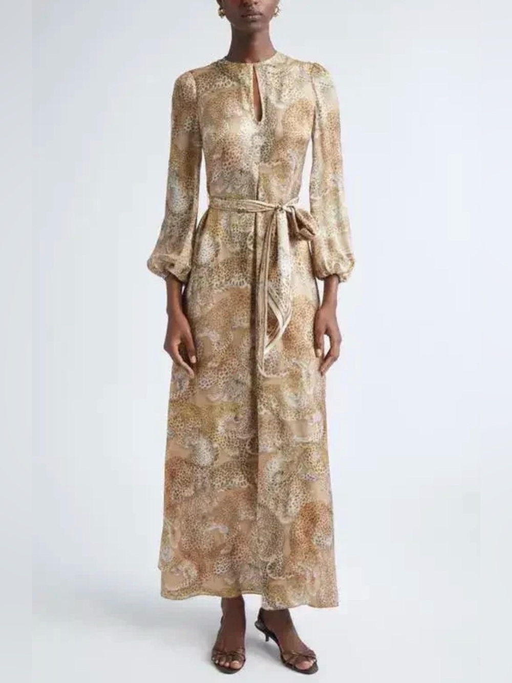 Zimmermann Rebellion Long Sleeve Belted Silk Maxi Dress